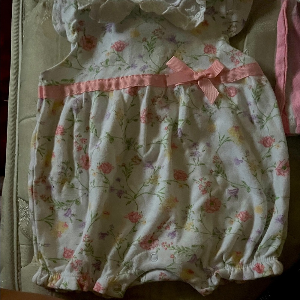 Floral Baby Romper with Pink Accents